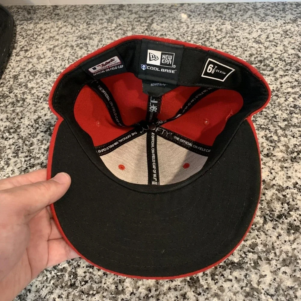 Vintage Philadelphia Phillies Hat Cap Fitted Mens 6 7/8 Red New Era 59FIFTY USA